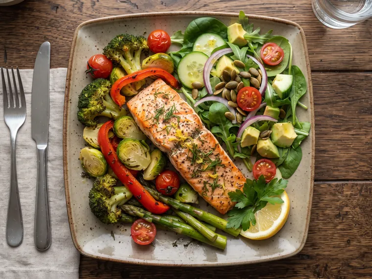 Plato con proteína saludable